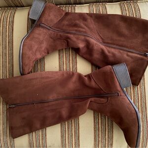 Time and Tru Women's Over-the-Knee Boots Brown Suede Look